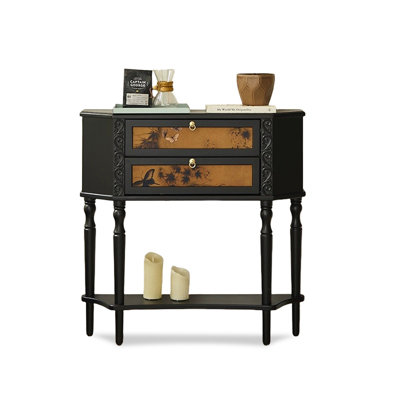 Black Solid + Manufactured Wood Free form Console Table