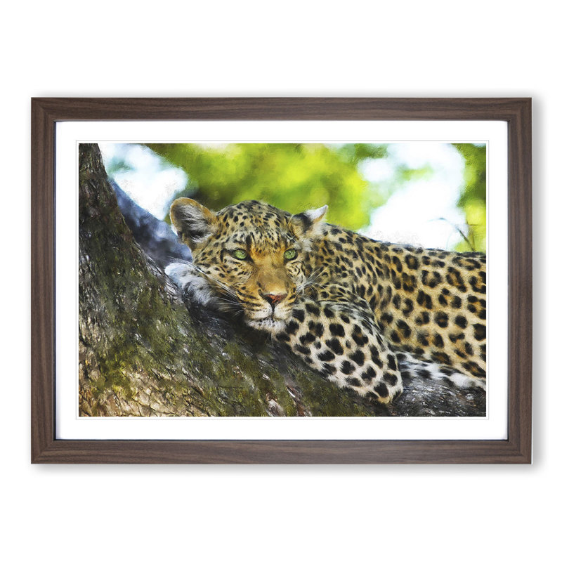 Leopard Vol.2 - Picture Frame Painting, 27cm H x 36cm W x 2cm D, Walnut Framed