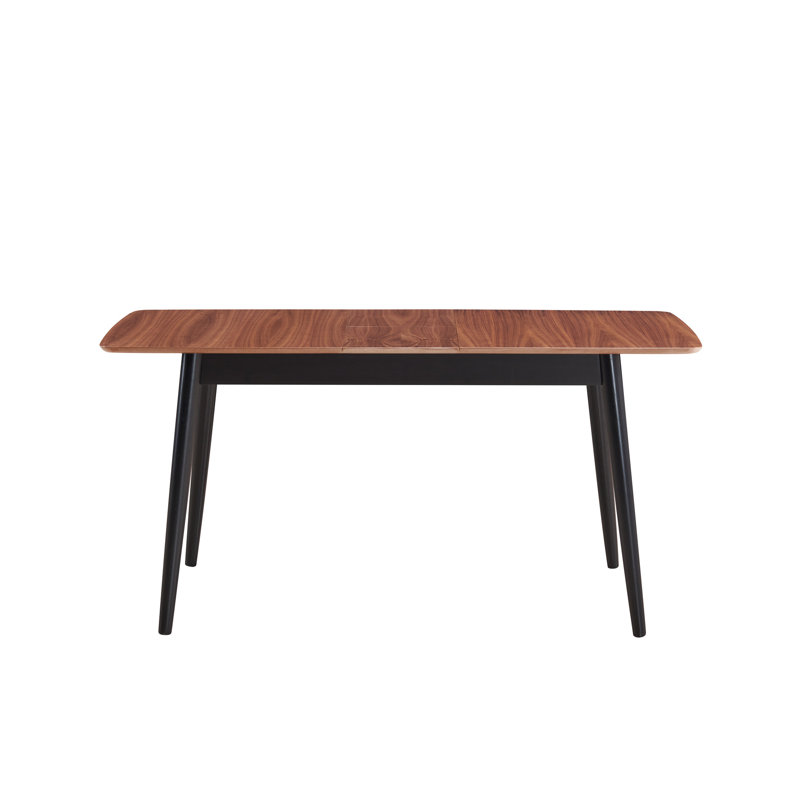 Table de salle à manger avec teinte naturelle et noire - Support en bois mélangé polyvalent pour la maison H 32 po x l 30 po x 30 po à rallonge, matériau synthétique toutes occasions