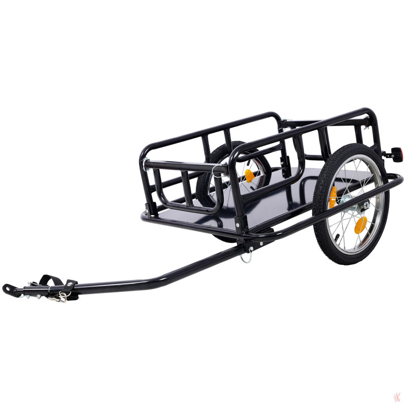 Remorque de cargaison de vélo pliable avec attelage de vélo universel, remorque de chariot de vélo avec roues et réflecteurs de 16 po, grand chariot de rangement de remorque de vélo à chargement