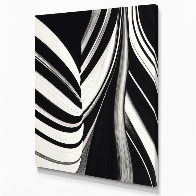 DiagonalStripes White Black Grey Canvas Wall Art, 11" H x 14" W