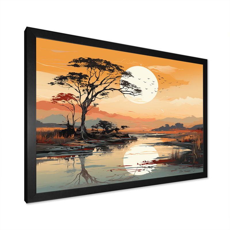 «Afrique Minimalisme», impression sur toile, H 24 po x l 32 po x P 1 po, Cadre simple noir