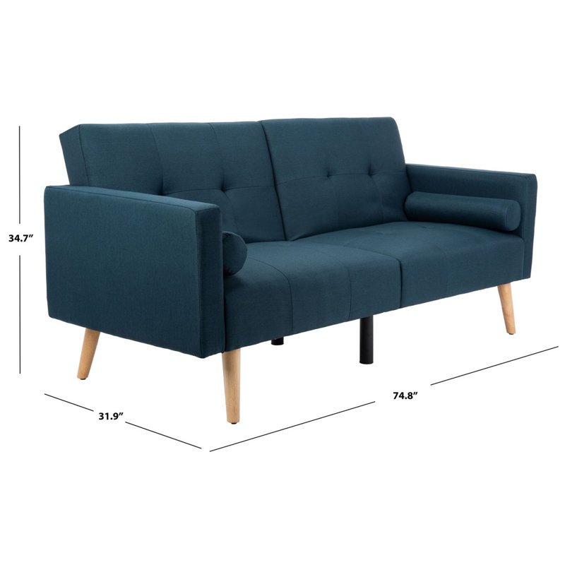 Lit futon pliable avec coussin Konterra, Velours bleu