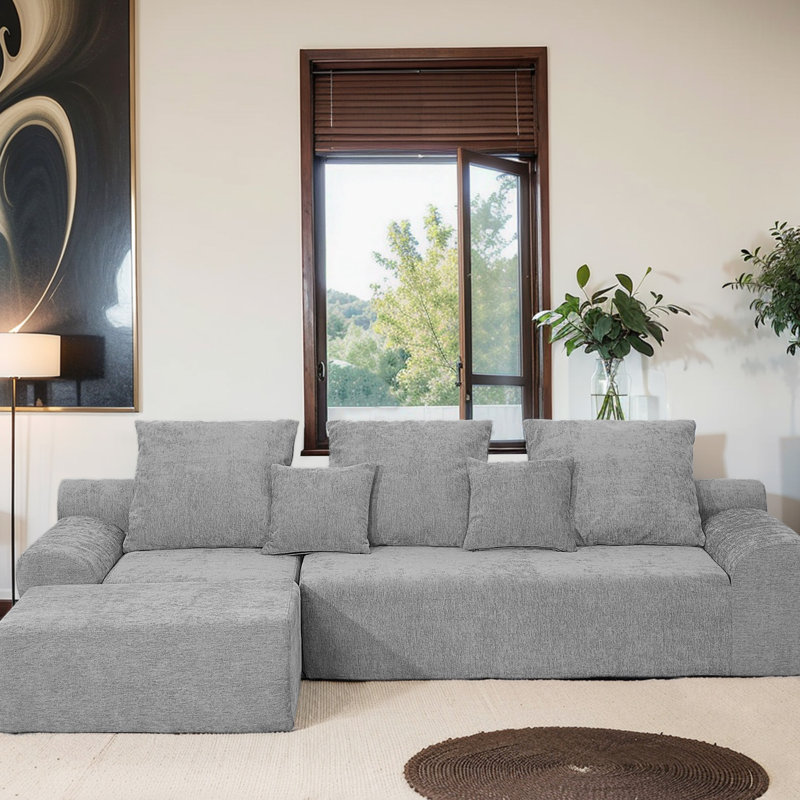 Canapé modulaire contemporain de 111,2 po de largeur, facile à entretenir, idéal pour recevoir des invités, en mousse pure à haute résilience et modulaire, personnalisable selon votre style de vie