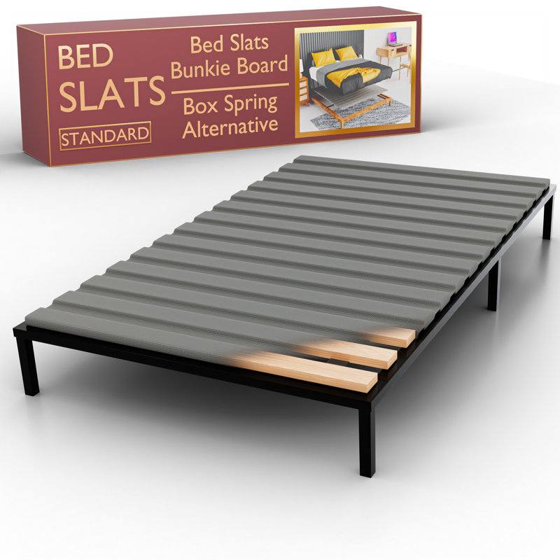 Audra Horizontal Mattress Support Wooden Bunkie Board/Slats with Cover, Queen, Standard Slat