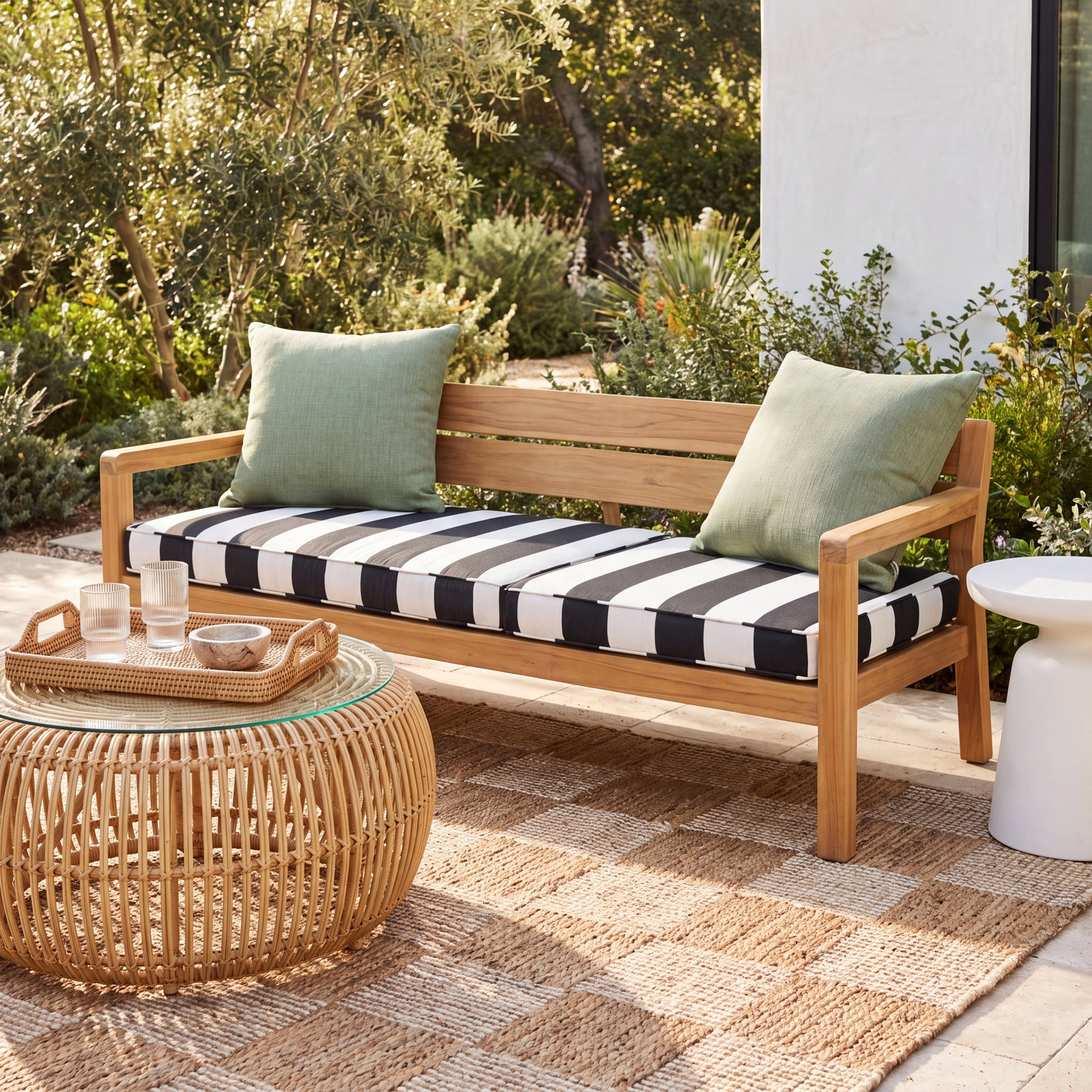 Jeb Striped Outdoor Bench Cushion