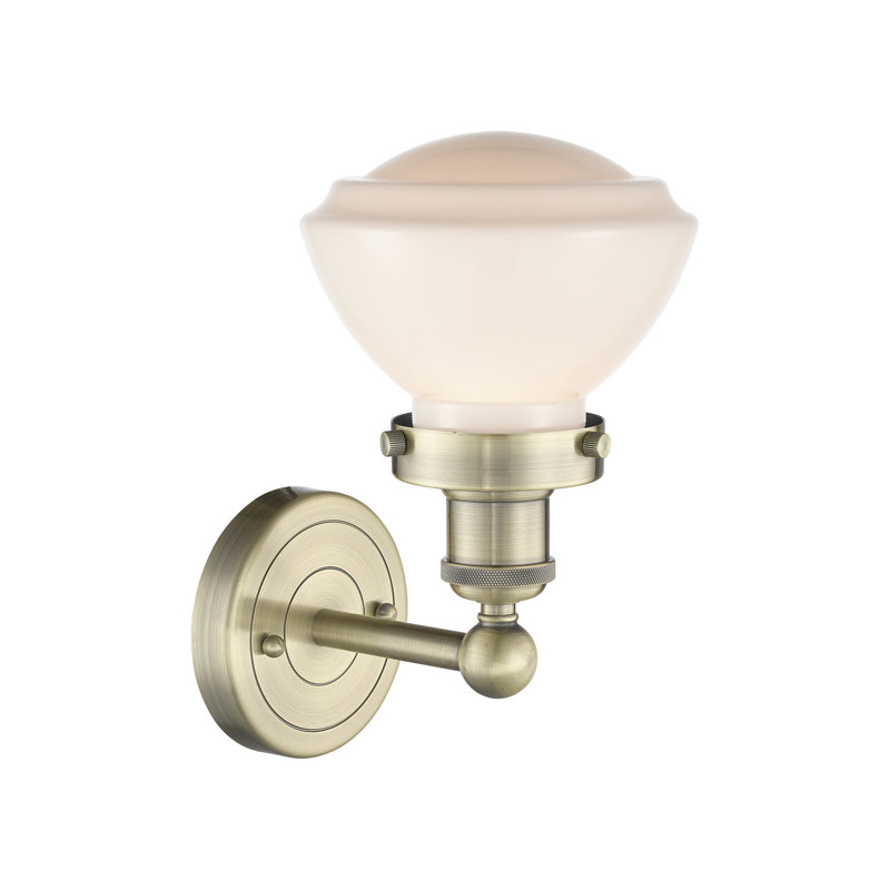 Almarosa Steel Armed Sconce, Matte White, Antique Brass
