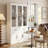White Multifunctional Lacquered China Cabinet Dining Cabinet - Glass Door + 2 Drawers
