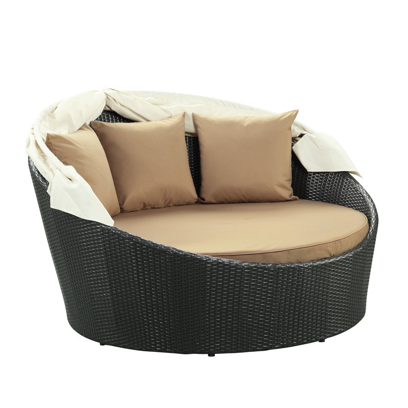 Siesta Outdoor Rattan Canopy Bed, Mocha