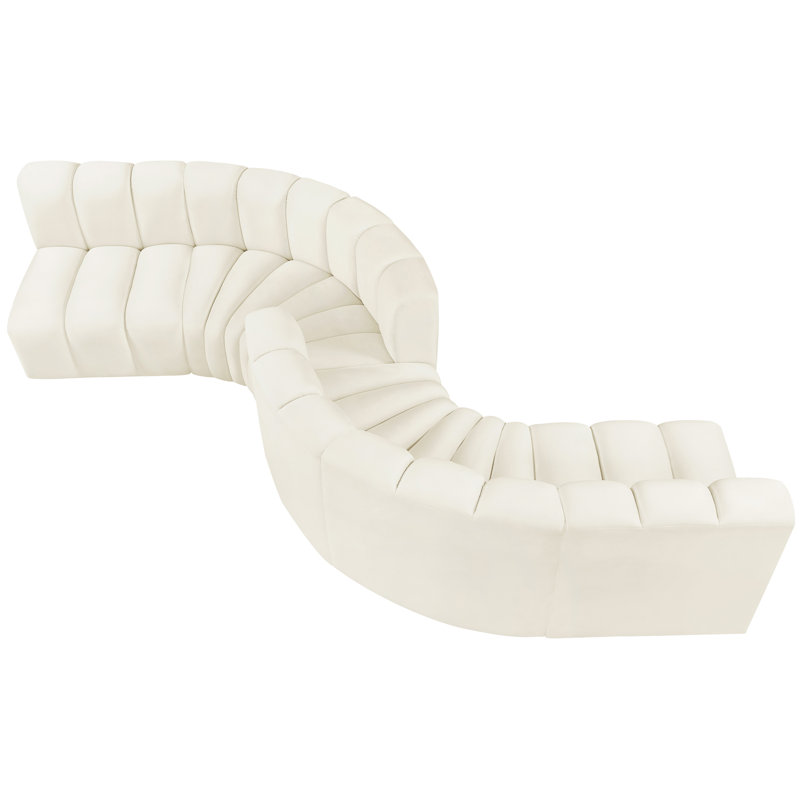 Ivancea Upholstered Curved Sectional Reversible, Cream Velvet