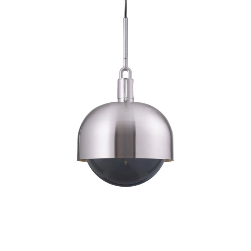 Luminaire suspendu fourchu / abat-jour / globe / opale, Fumé / acier