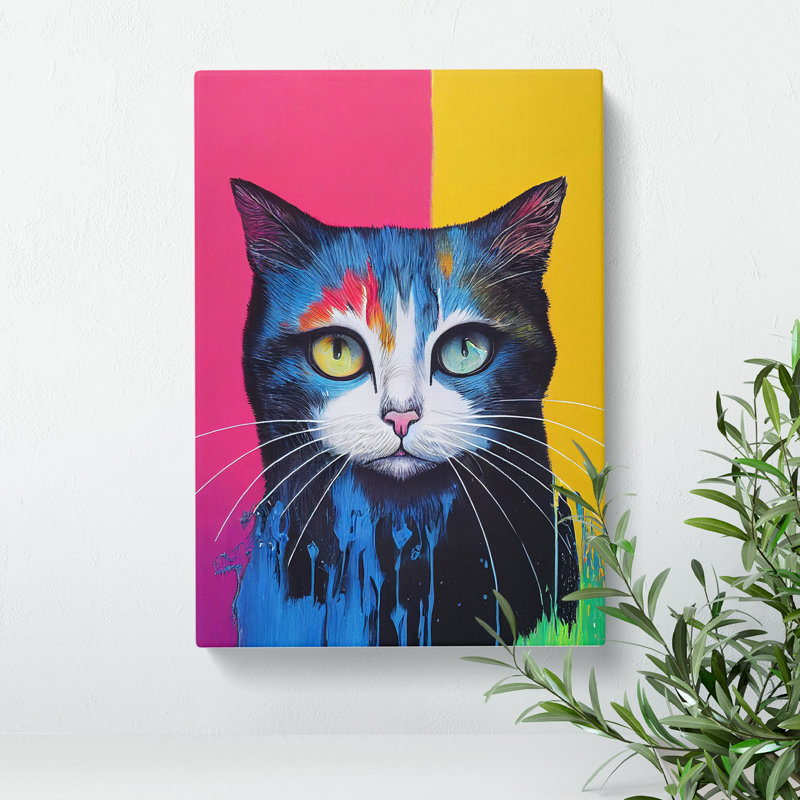XC1022-1305X Cat Dripping Paint No.2 - Wrapped Canvas Print, 76cm H x 50cm W x 3cm D