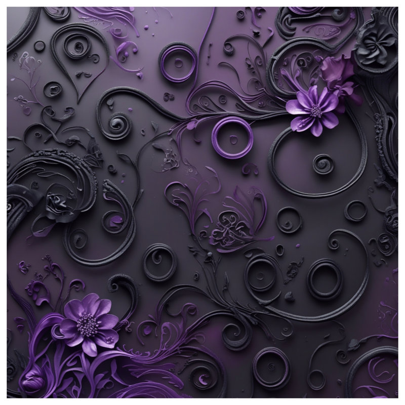 Tapisserie murale florale mauve complexe - décoration murale florale, 68in H x80in W with 4 Grommets