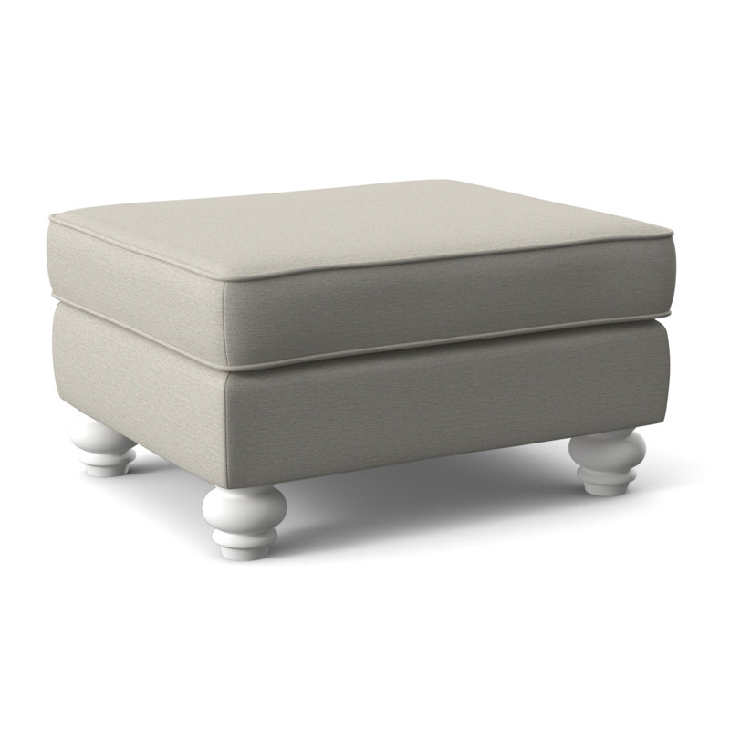 Lowell Ottoman, Frost White Finish, White Performance Fabric; 0851-94