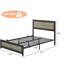 Structure de lit grand format, cadres de lit industriels modernes avec tête et pied de lit à rivets en bois, structure de lit grand avec station de charge, aucun sommier requis, assemblage rapide, gris-762948428-762948434