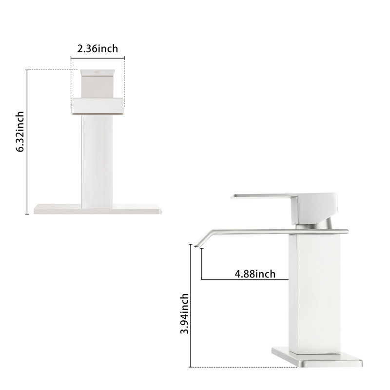 Probe Single Hole Faucet Single-handle Bathroom Faucet Waterfall Spout Sink Faucet 1.2GPM, Brushed Nickel
