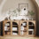Buffet arqué 65 "avec porte vitrée et tablettes réglables, brun clair
