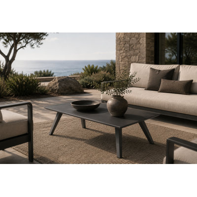  Sunset Modern Outdoor Aluminum Coffee Table, Grey