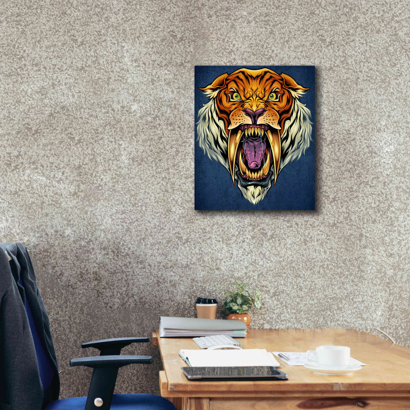Daylen " Sabertooth Tiger Mascot ", 24" H x 20" W x 0.75" D