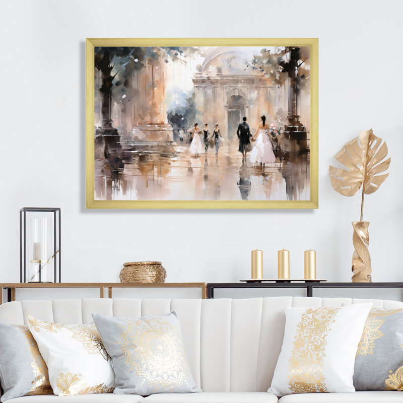 Impression sur toile Fashion Impressionist Elegance II, H 16 po x l 32 po x P 1 po, Cadre doré simple