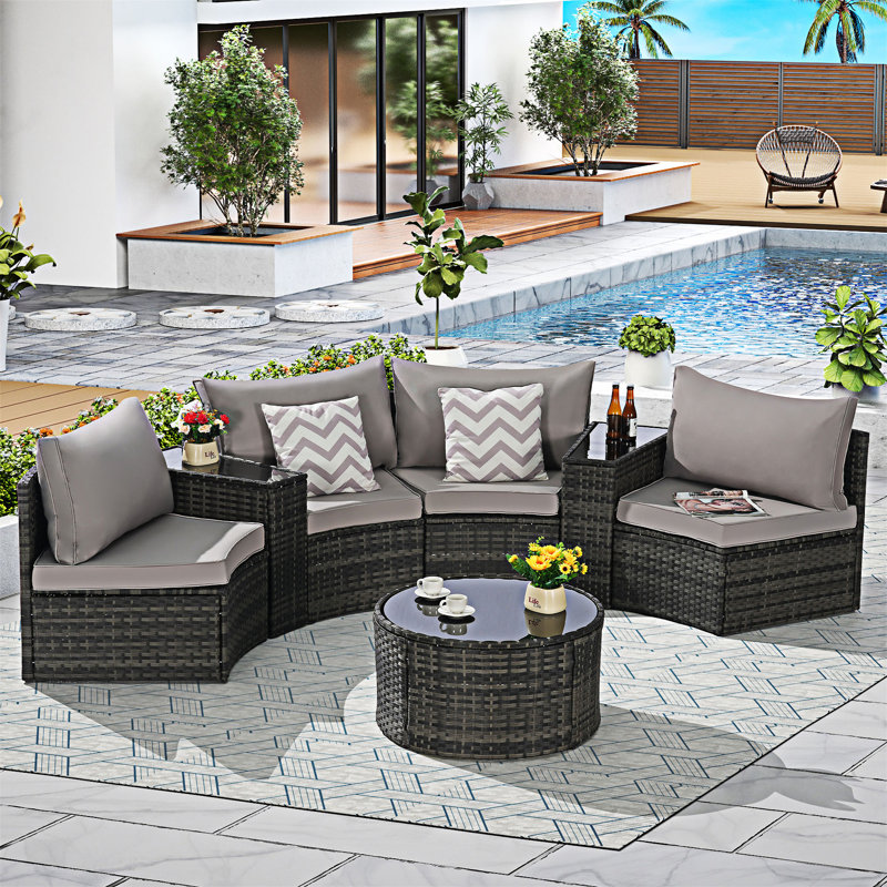 Ensemble de canapé modulaire 7 pièces avec table basse 7 pièces, Gris clair