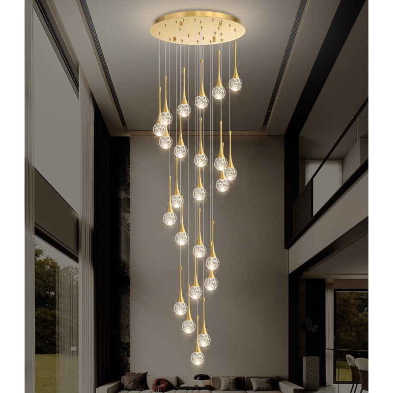 Luminaire suspendu 18 lumières DEL Glam, Doré, 24 lumières