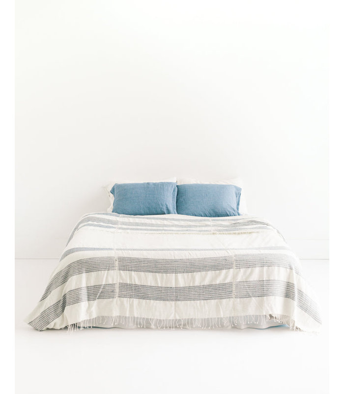 3 Panel Dotted Cotton Blanket, Blue