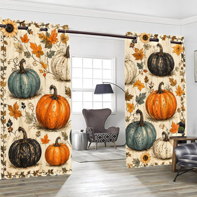 2 PCS rideaux occultants avec œillets, feuilles d'automne à motif botanique de feuilles d'automne, isolation thermique, réduction du bruit, protection de la vie privée, obscurcissement des rideaux pour la chambre à coucher, salon, cuisine, décoration intérieure