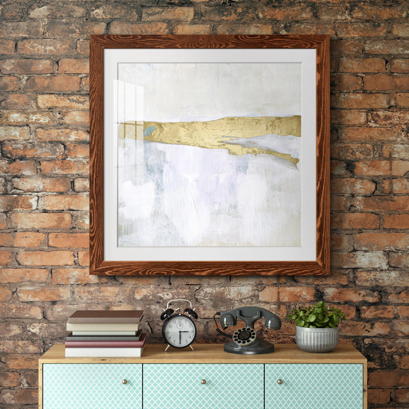 «Gold Ribbon Horizon II», reproduction encadrée de qualité supérieure - prête à être accrochée, H 17 po x l 17 po x P 1,5 po