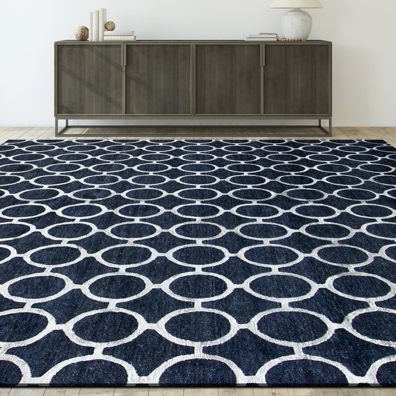 Tapis noir et argent noué à la main de haute qualité, Rectangle 8 pi 2 po x 10 pi 1 po