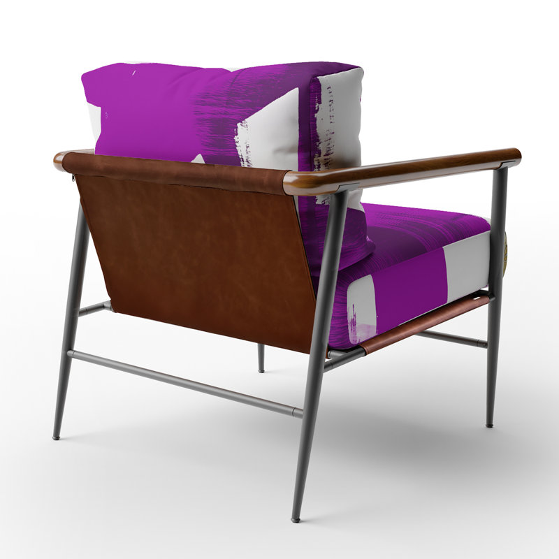 Tomalin Crossing Paths I - Fauteuil d'appoint rembourré mauve et blanc moderne, Noir, noir, noir, noir