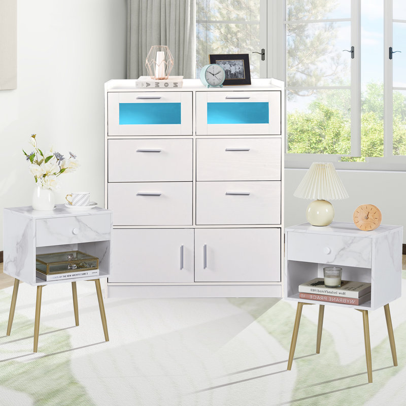 Ensemble de commode 2 pièces USB et prises intégrées