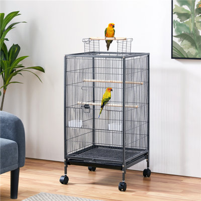 Ceryss 40'' Play Top Floor Bird Cage with Wheels