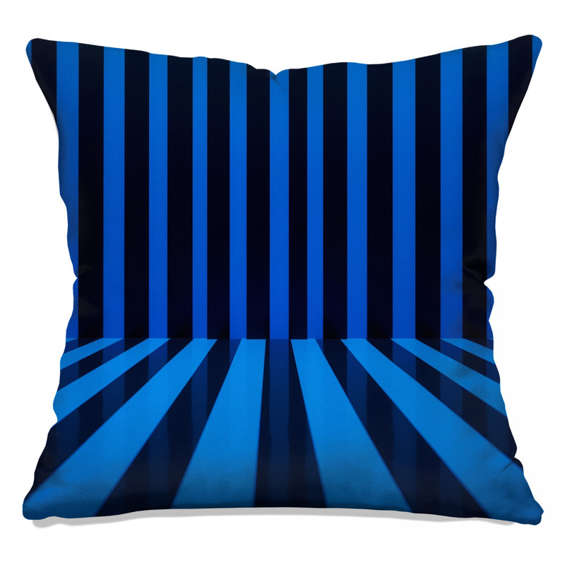Coussins décoratifs à rayures verticales bleues et noires, 14 X 14 pouces