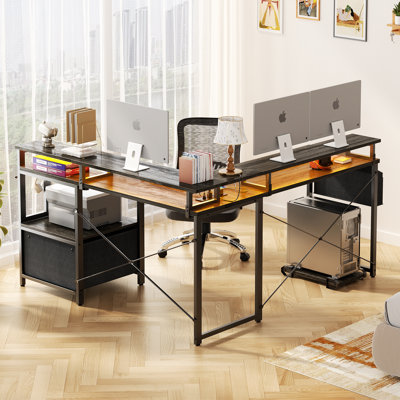 Vanscoy Reversible L-Shaped Computer Desk with File Drawer and Storage by Ebern Designs