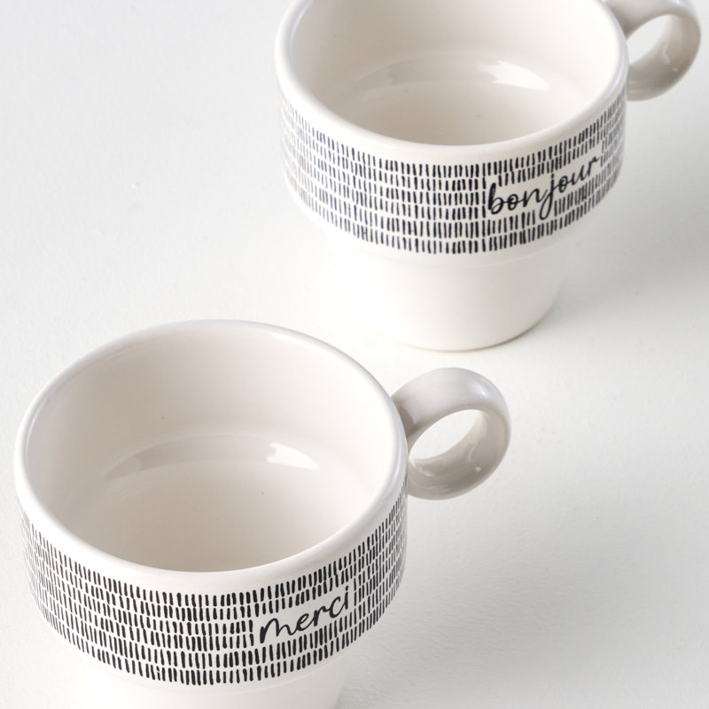 Ensemble de 2 tasses à café en céramique Merci