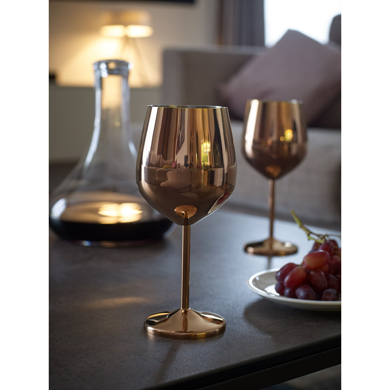 Echtwerk bruchsichere Weingläser/Weinkelche aus Edelstahl, 6tlg, 21x 7,3cm, 0,5L, Copper