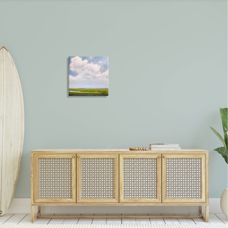 «Panoramic Meadow Horizon Clouds» par Catherine Andersen - peinture sur toile tendue, H 17 po x l 17 po x P 1,5 po