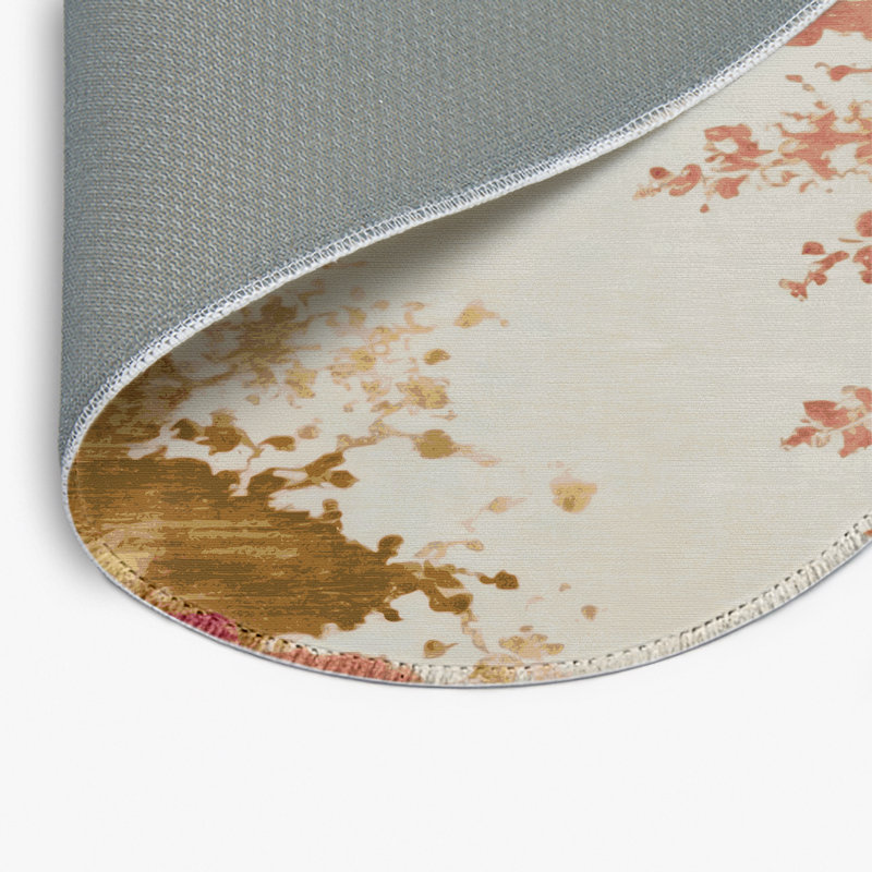 Watercolor Beige Indoor and Outdoor Area Rug, Round 5'