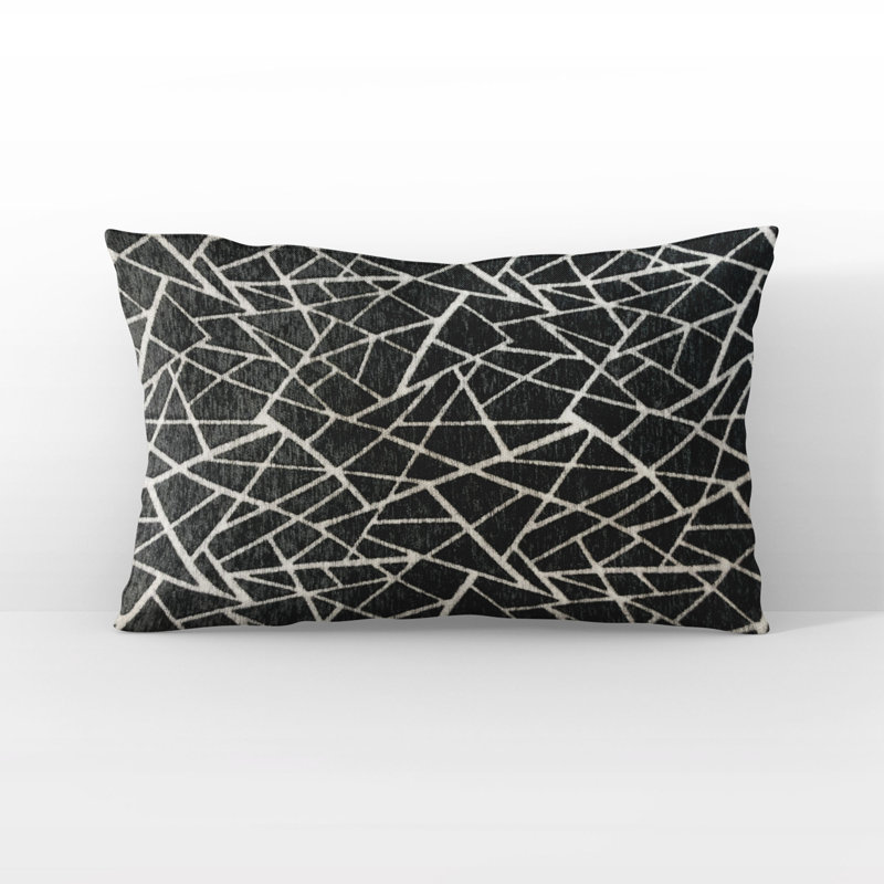 Coussin Plutus, Noir / blanc géométrique, Carrée, H 18 po x l 18 po