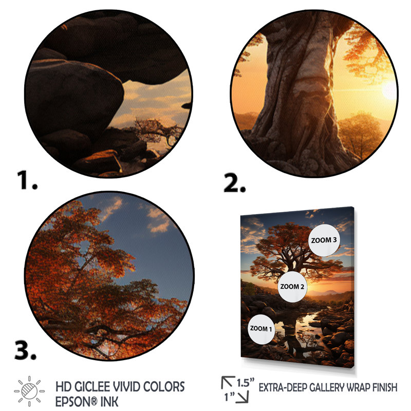 Ladijah African Baobab Tales III sur toile, Cadre photo noir simple, H 20 po x l 12 po x P 1 po