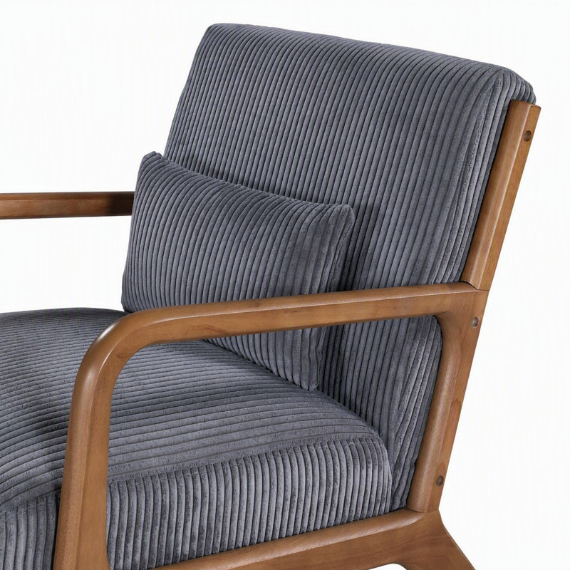 Fauteuil en velours côtelé Corduroy, Dark Gray Corduroy, Brown