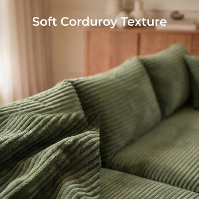 L-Shaped Modular Compression Sectional Sofa, 94.5" Corduroy Convertible Chaise Lounge, Single Box Shipping, 72-Hour Plush Recovery, Cozy Corner Couch for Living Room, Apartment & Small Space