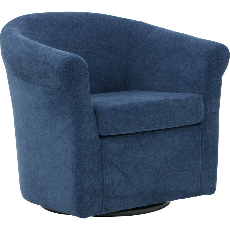 Anstett Upholstered Swivel Barrel Chair, Chloe Indigo 100% Polyester
