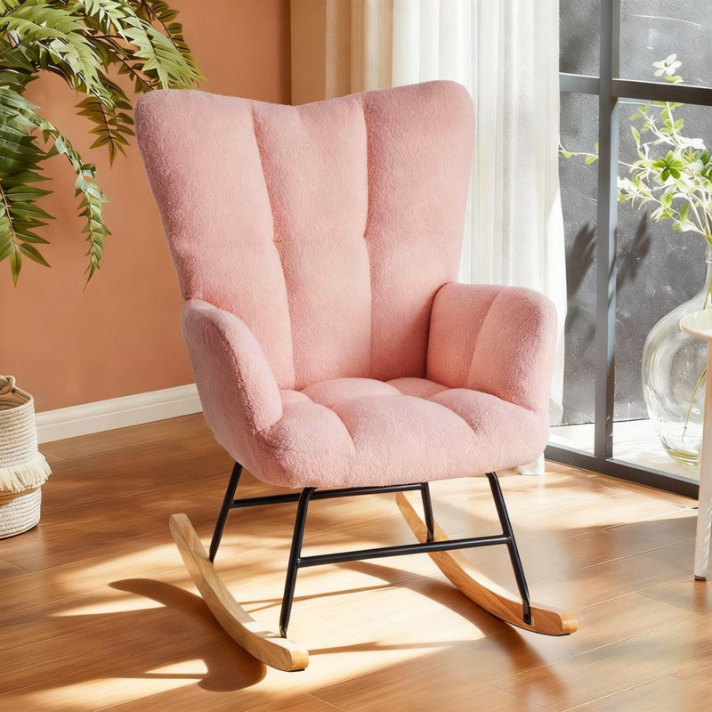 Chaise berçante pour lit de bébé Kaelyb, H 38,98 po x l 27,56 po x P 33,46 po, Rose