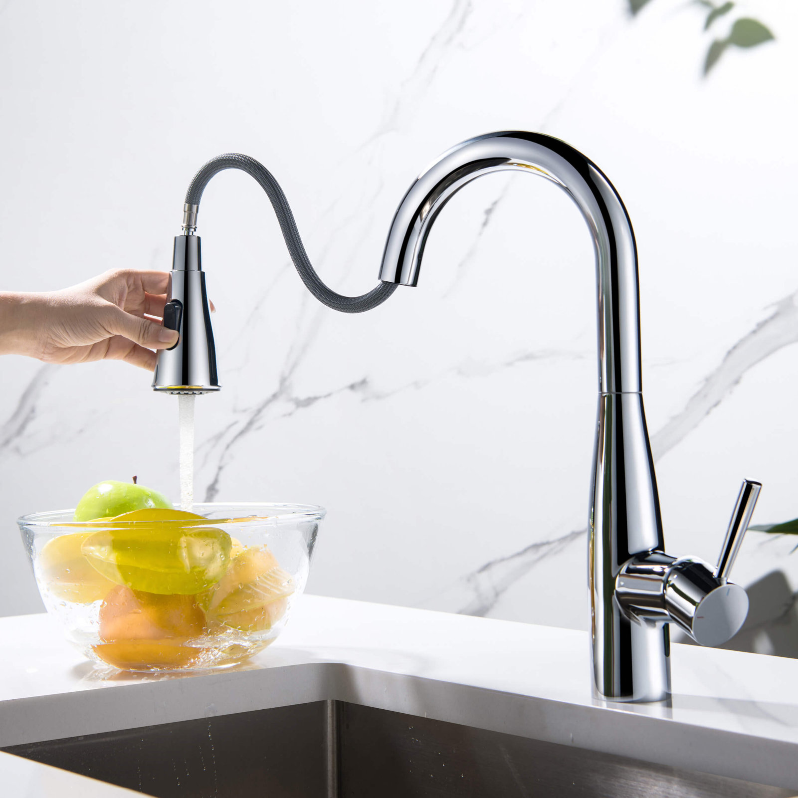 Bari Pull-Down Faucet with Soap Dispenser, Chrome