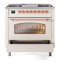 Cuisinière à double combustible 36 pouces avec 6 brûleurs, plaque chauffante (porte vitrée) ILVE Nostalgie II Series-98168264-124968149