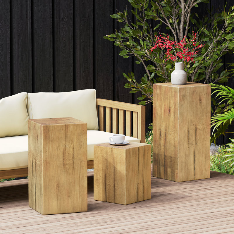 Retro Natural Style, Square - Column Side Tables, Weight And Build, Multiple Uses Table , Coloration, Indoor Outdoor Decorative Displays