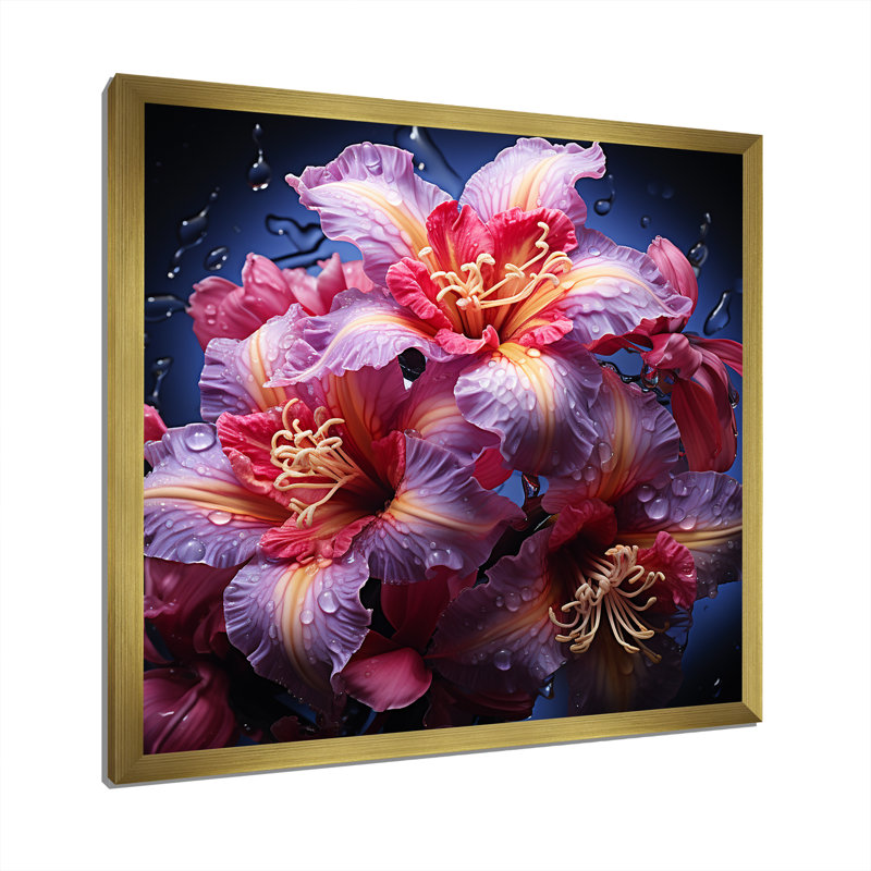 Beauté tropicale, fleurs d'hibiscus, rêves, H 30 po x l 30 po x P 1 po, Cadre doré simple