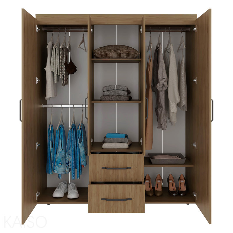 Armoire 4 portes en chêne naturel, Chêne